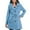 Blue, variant on Women's Double Lapel Thigh Length Button Front Wool Coat with Belt - Blue M