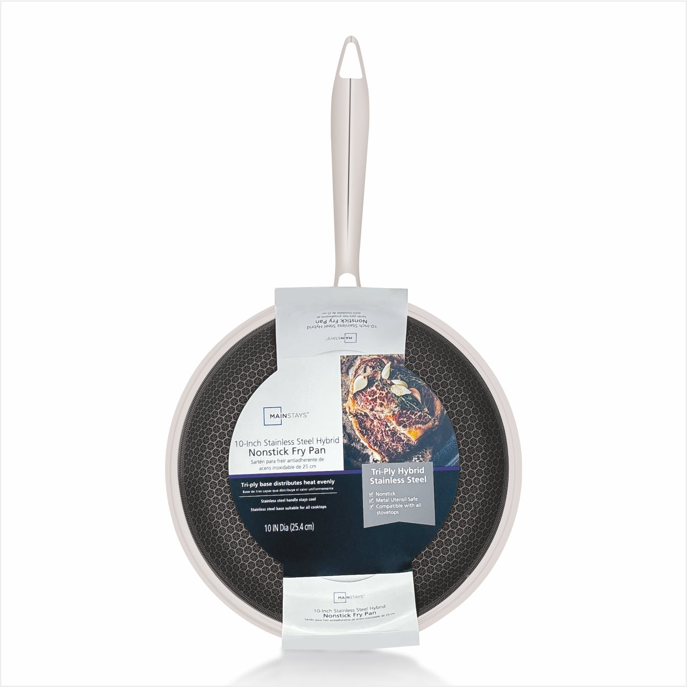 Mainstays 10-inch Tri-Ply Stainless Steel Hybrid Non-Stick Fry Pan with Cool Touch Stainless Steel Handle