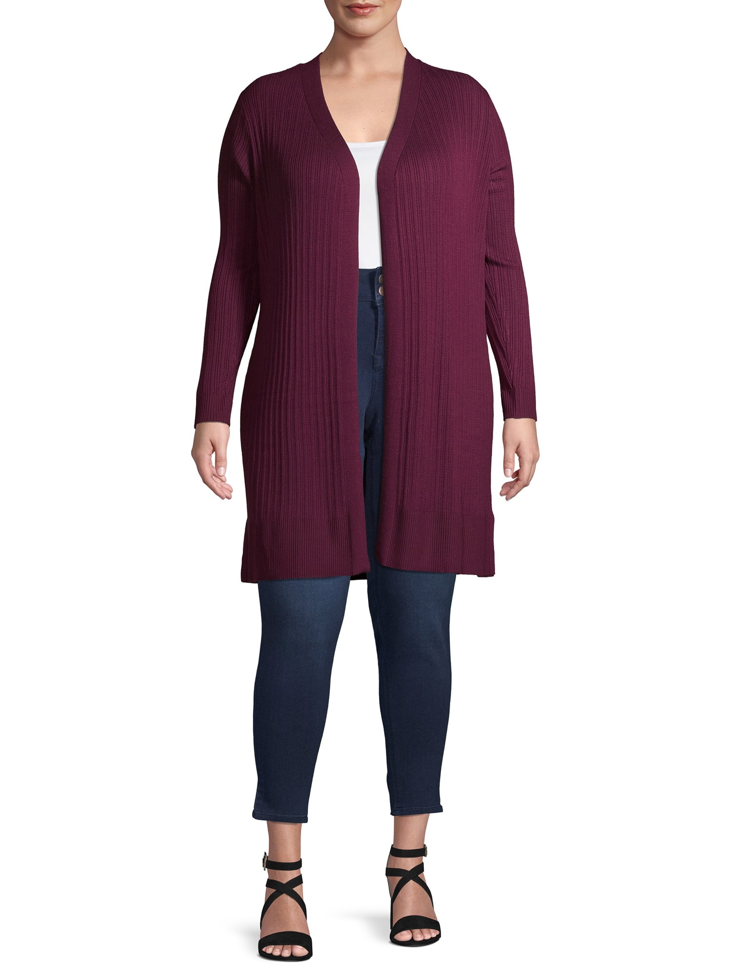 Terra and Sky Women's Plus Size Pointelle Cardigan - Walmart.com