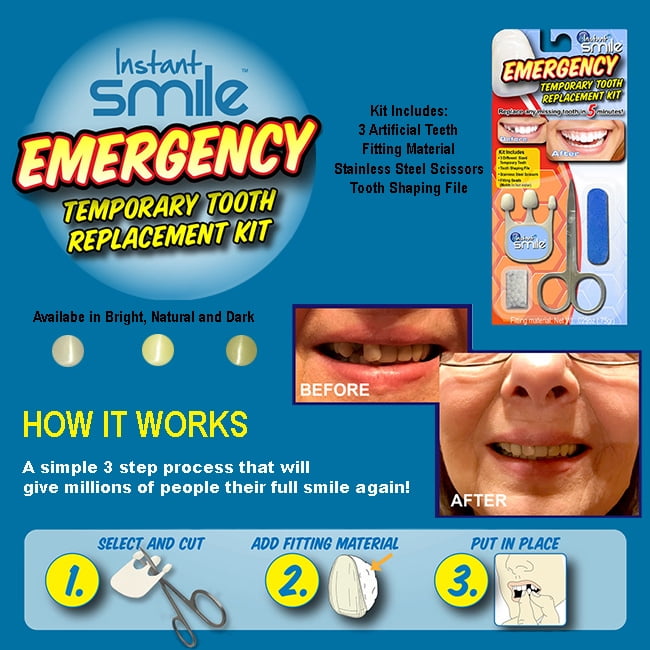 Instant Smile Emergency Temporary Tooth Replacement Kit Dark Walmart