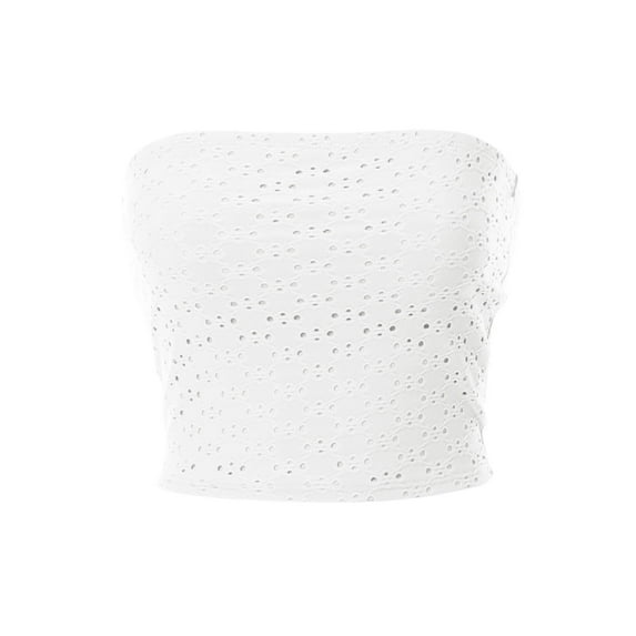 MixMatchy Women's Solid Textured Knit Bandeau Tube Crop Top