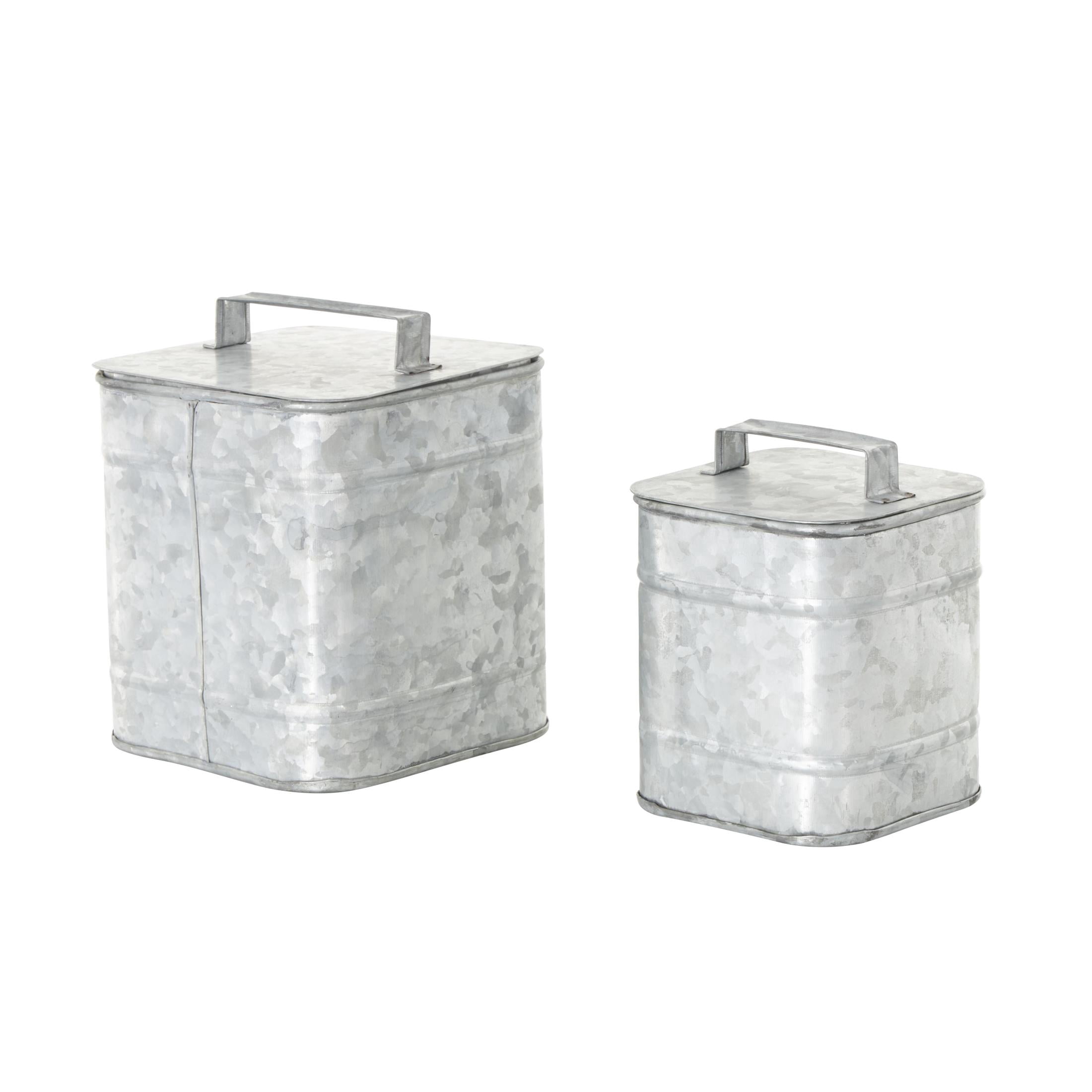 DecMode 8", 7"H Silver Metal Canisters, 2-Pieces