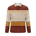 thumbnail image 5 of Fnnxeal Mens Polo Shirts Long Sleeve Striped Collared Fall Winter Casual Zipper Wine Polo Shirts for Men Size L, 5 of 5