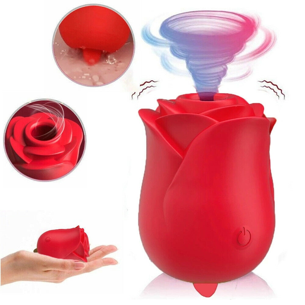 Rose Toy For Woman 2 In 1 Licking And Sucking Rose Vibrator Tongue Licking With 6 Modes For