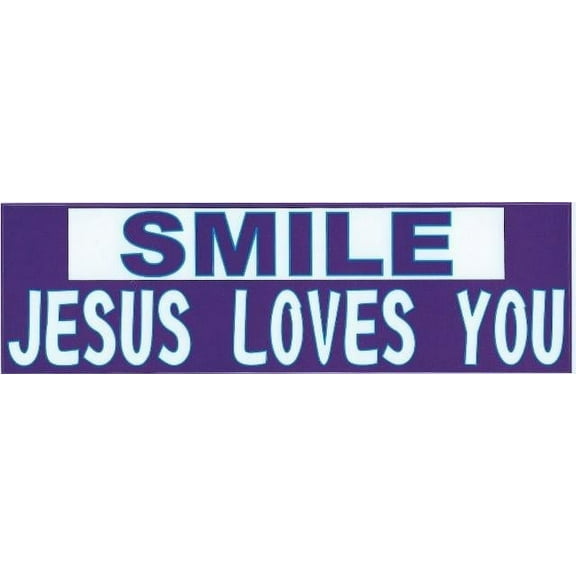 StickerTalk® Brand 10in x 3in Smile Jesus Loves You Bumper magnets magnetic  magnet Car