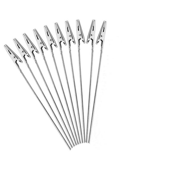 Eoozwa 10-Pack Stainless Steel Alligator Clips, Heavy Duty Non-Insulated Electrical Test Clamps for Cable Wire Rope, Secure Grip Screw Probe DIY Tool Set