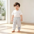 thumbnail image 2 of jiaxiM Boys Cotton Linen Harem Pants Elastic Waist Loose Lightweight Breathable Long Bloomers Kid Summer Casual School Joggers Baggy Beach Trousers, 2 of 5