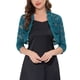 thumbnail image 1 of INSPIRE CHIC Blusa de Encaje con Cuello Fruncido Elegante para Mujeres, Manga 3/4, Color Azul Verde, 1 of 6