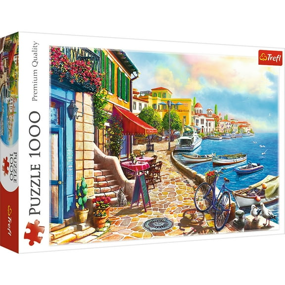 1000 Piece Jigsaw Puzzles, Sunny Embankment, Coastal City, Ocean, Adult Puzzles, Trefl 10527