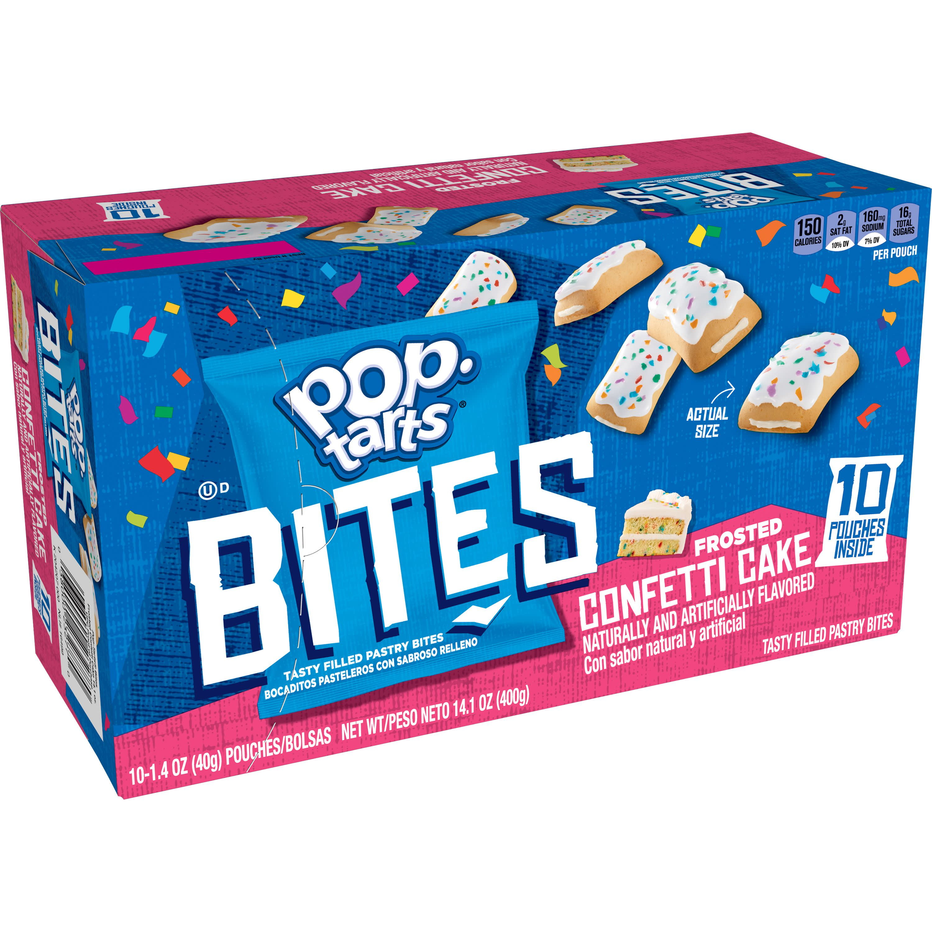 PopTarts Bites, Tasty Filled Pastry Bites, Frosted Confetti Cake, 10