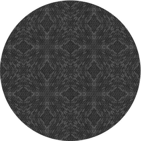 Ahgly Company Indoor Round Patterned Charcoal Black Area Rugs, 7' Round