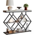 thumbnail image 1 of Industrial 3-Tier Entryway Table with Diamond-Shaped Metal Frame - Console Sofa Table with Open Shelves for Hallway & Foyer, 1 of 5