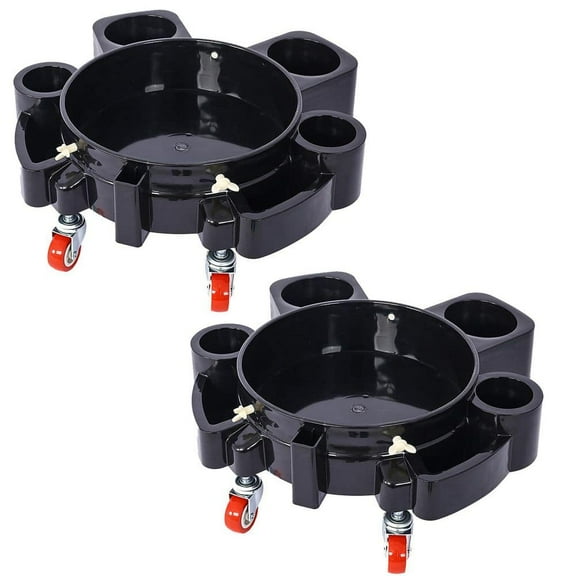 Ami 2-Pieces Set 5 Gal. 250 lbs. Rolling Bucket Dolly with 5 Swivel Casters Removable Bucket Dolly for Car Wash Dolly
