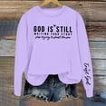thumbnail image 2 of Ediodpoh Women's Sweatshirts Letter Print Pullover Round Neck Top for Fall and Winter Casual Comfortable Sweatshirt Purple M, 2 of 3