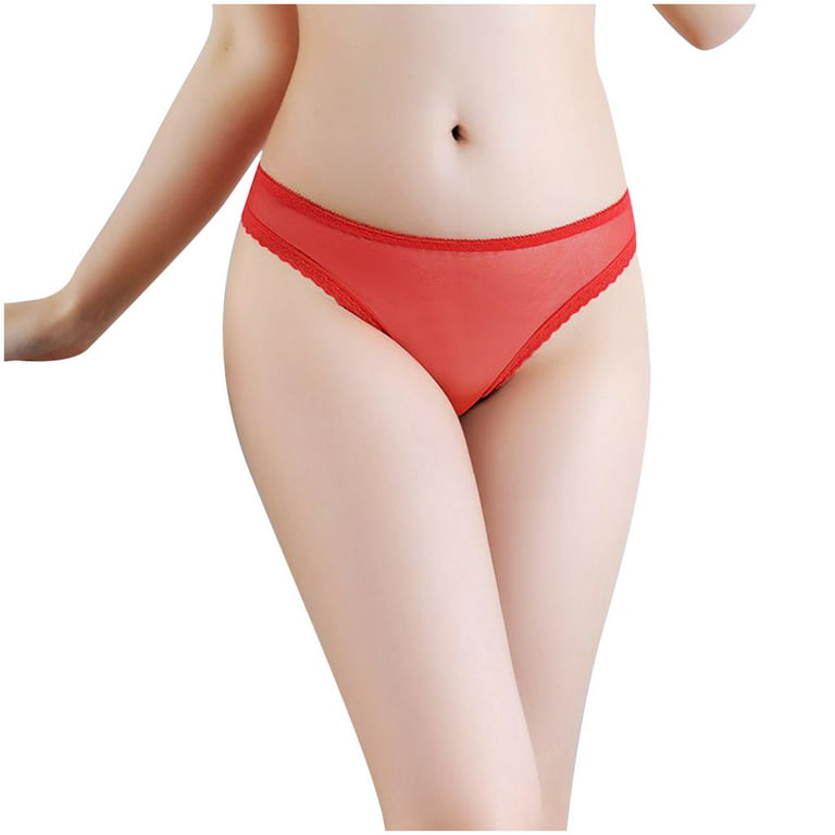 Cathalem Womens plus Lingerie Women's Low Panties Transparent Thong Full  Ultra Thin Lingerie for Women Valentine's Day Underwear Red One Size