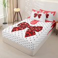 thumbnail image 2 of Manfei Fashion Classic Leopard Bow Zipper Queen Comforter Set with Fitted Sheet and 2 Pillowcases,Watercolor Cream Drip Zipper Bedding Set,Polkadot Reversible,4-Piece, 2 of 7
