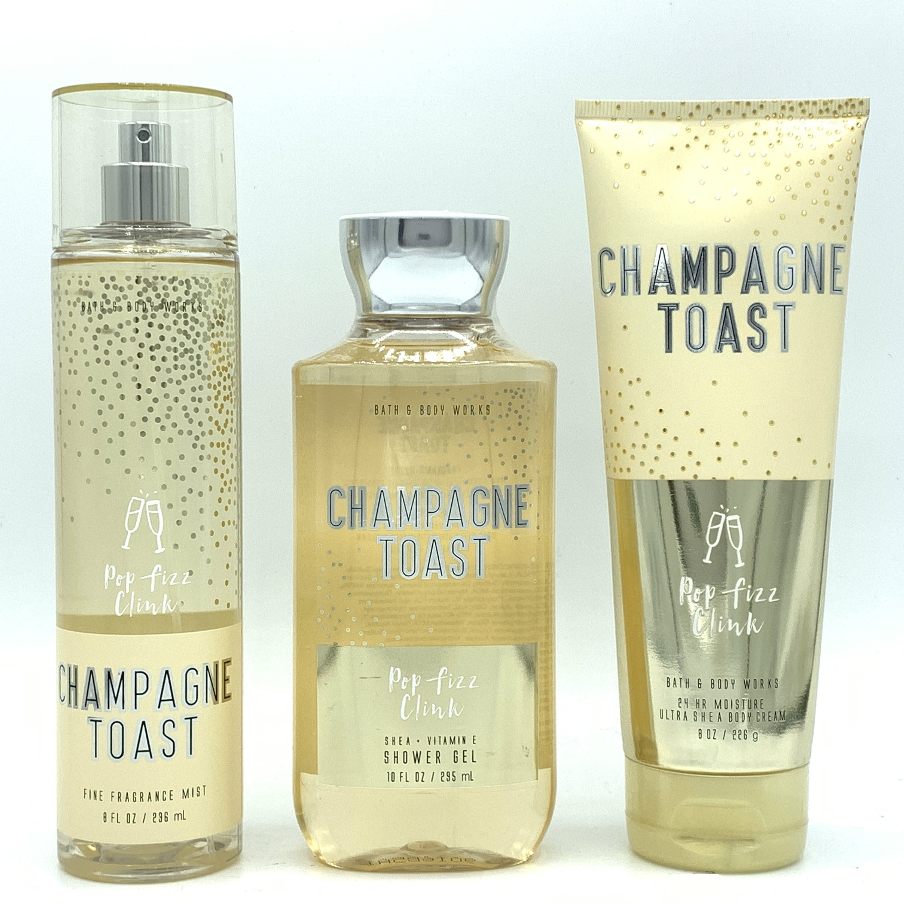 Bath & Body Works Champagne Toast Fine Mist, Shower Gel, and Body Cream