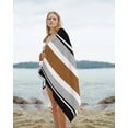 thumbnail image 2 of Modern Brown Black Beach Towels Oversized Super Absorbent, Boho Contemporary Geometric Striped Lightweight Bath Towel Quick Dry Sets For Bathroom/Pool/Rv Camping/Beach Play/Gym Room/Picnic 23"x47", 2 of 8