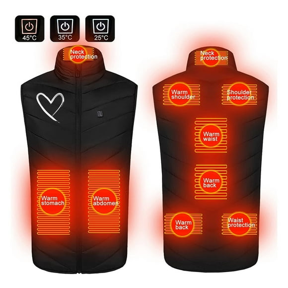 Meichang Heated Vest Men and Women Waterproof Outdoor Hiking Outerwear 9 Heating Area with USB Port Heated Jacket Snow Warm Heated Coat
