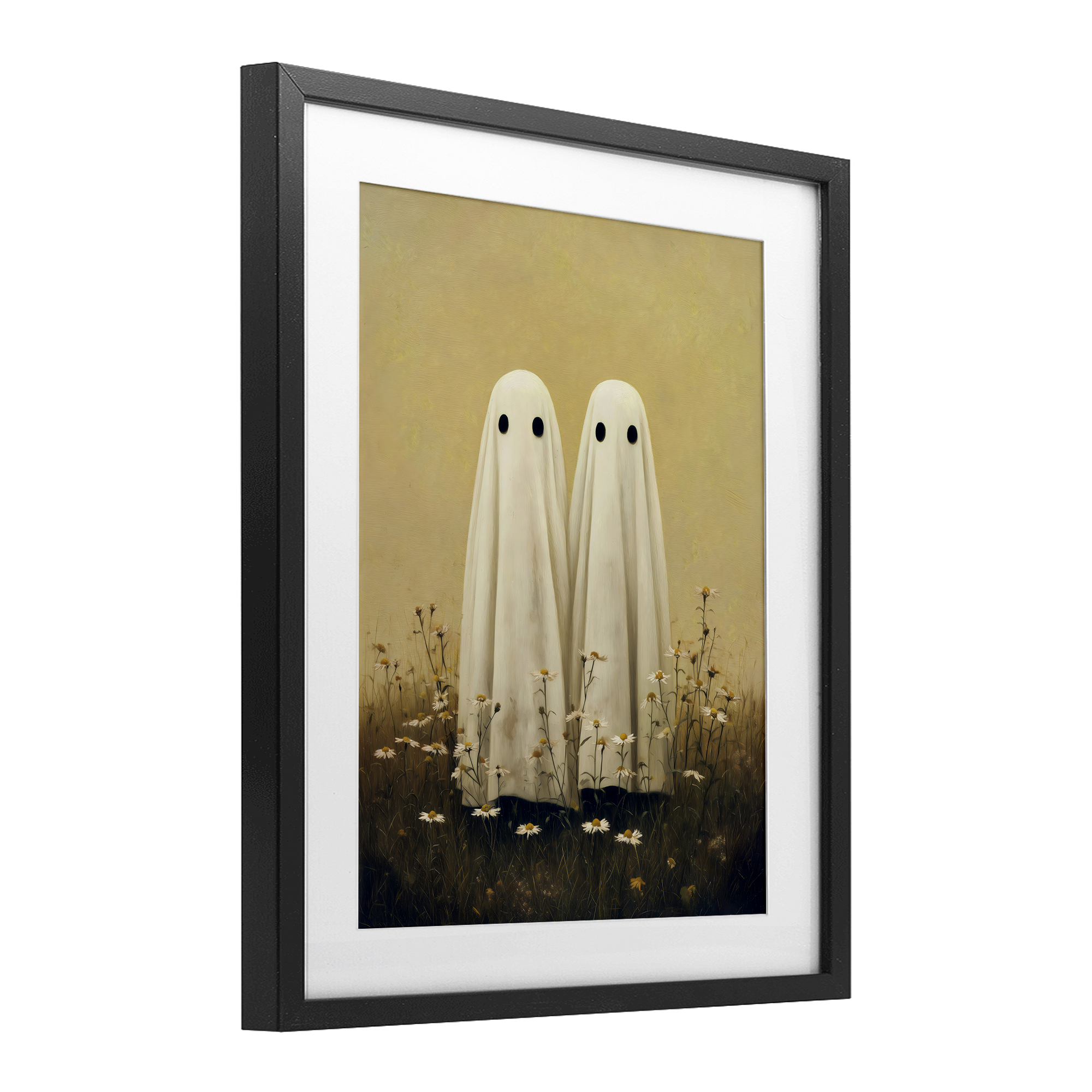 Daisy Ghost Couple Black Framed Print Under Glass, design by Arlington Prints