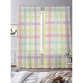 thumbnail image 3 of Green Beige Plaid Sheer Curtains 96 Inch Length 2 Panels Set Window Treatments, Farmhouse Art Checkered Rustic Rod Pocket Semi Curtains for Living Room/Bedroom/Kitchen Décor, 104"W x 96"L, 3 of 7