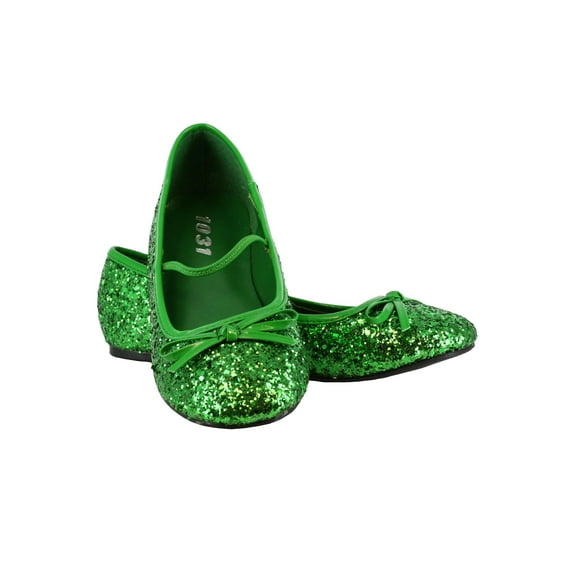 Girls Green Glitter Ballet Flats
