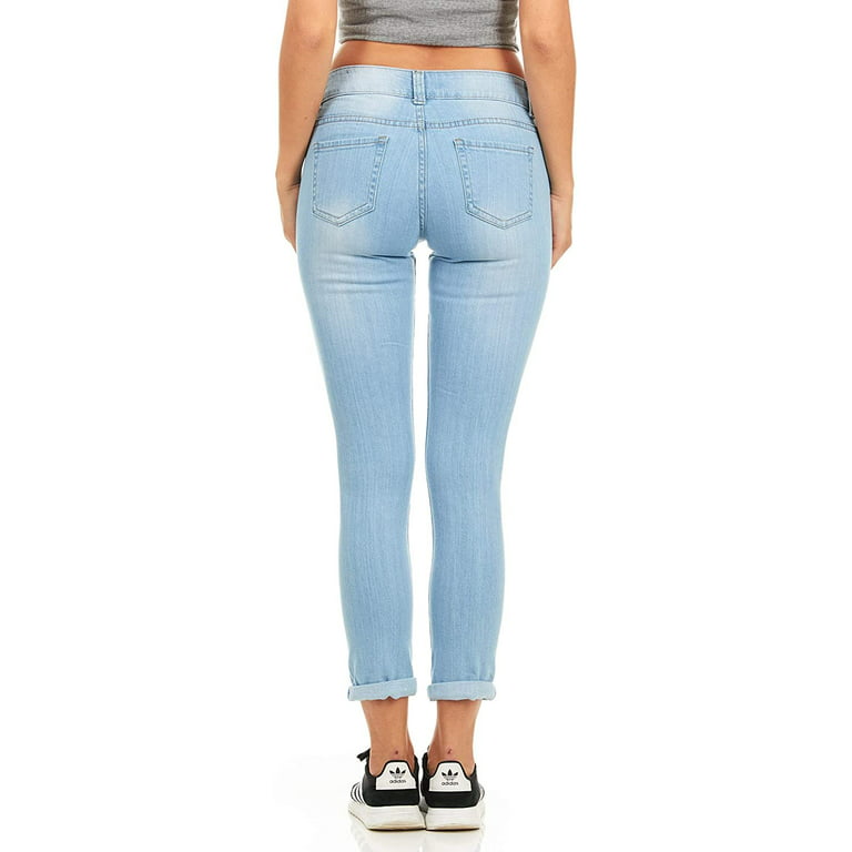 VIP Jeans Women's Distressed Torn Plus Size Skinny Jeans Light