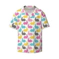 thumbnail image 3 of Goofa Colorful Rabbit Printed Men's Casual Short-sleeved Shirt,Lightweight Breathable Button-down,Summer Casual men's top,Versatile Fashion shirt-Large, 3 of 7