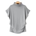 thumbnail image 2 of HAJWOH Women's Half Turtleneck Sleeve T-Shirt Solid Color Mock Neck Dolman Short Sleeve Top Casual Fashion Loose Shirt, 2 of 6