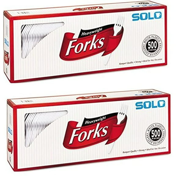Solo Cup Company Mediumweight Plastic Cutlery, Forks, White, 500 Count (2 Pack)