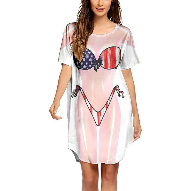 Robes pour Femmes 2024 Été Chemise de Bikini Oversize par-Dessus Manches Courtes Mignonne Imprimé de Bikini par-Dessus Robe T-Shirt Ample Porter Rabais de 50 % Liquidation!