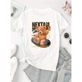 thumbnail image 2 of Women'S Casual Crew Neck T-Shirt with Creative Bear Print, Fashionable Short Sleeve Top, Medium Stretch Polyester 95% Spandex 5%, All-Season Animal Pattern Tee for Sports & Leisure, 2 of 6