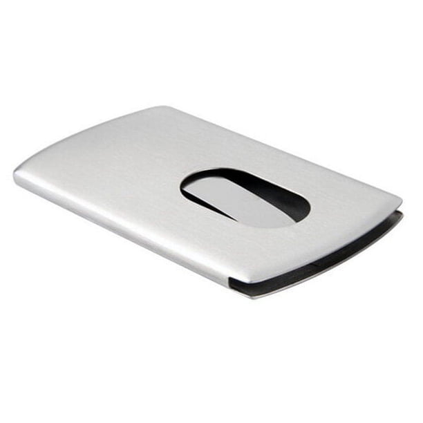 unbranded 2Ud Soporte De Acero Inoxidable Para Tarjetas De Negocios Con Deslizante Y Acabado Plateado