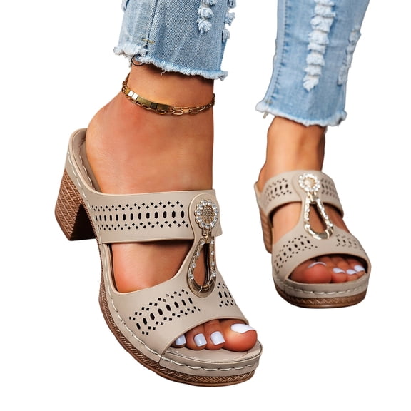 Summer Shoes Walking Sandals Women Wedge Sandals for Women Casual Comfortable Dressy Platform Wedges Slip on Shoes Fashion Dressy Summer Flat Heels Mid Heels Open Toe Espadrilles Beige 5.5