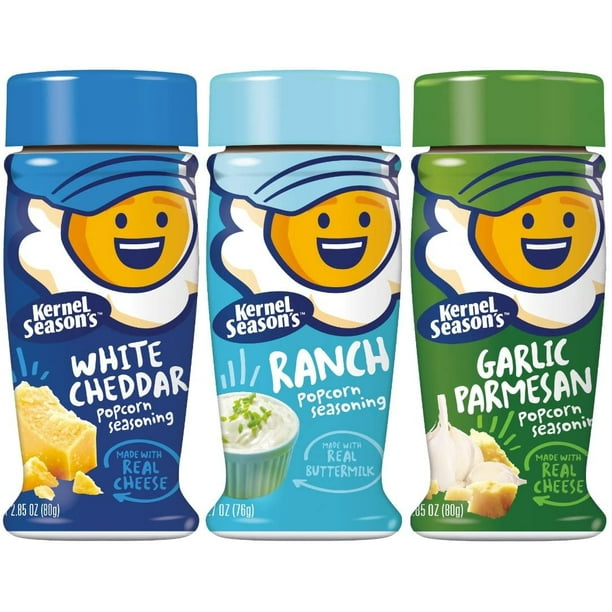 Kernel Seasons Popcorn Seasoning Variety of 3, Ranch Parmesan & Garlic