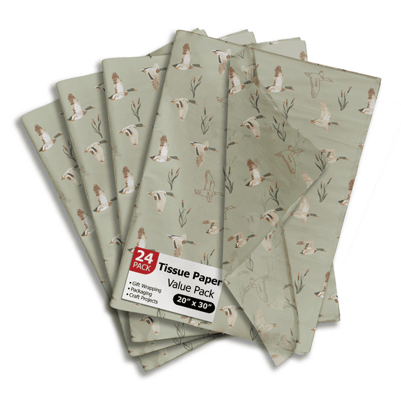 Ducks Printed Tissue Paper for Birthday Party Gift Bags or Boxes and Wrapping - Bulk Decorative Art Tissue Paper for Packaging and Gifting | 24 Sheets 20" x 30"