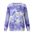 thumbnail image 7 of Women's Christmas Printed Round Neck Sweatshirt, Long Sleeve Casual Pullover Top, Raglan Sleeve Holiday Graphic Fall Winter Clothes,Blue,4XL, 7 of 7