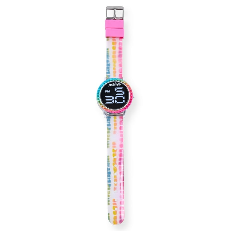Justice Multi Color Strap LED Watch with Gummy Bracelets Set