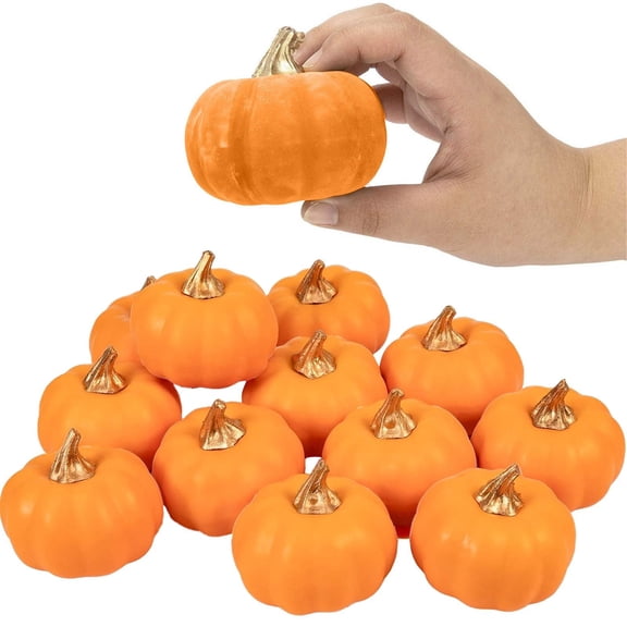 12 Pcs Artificial Yellow Pumpkins, Faux EVA Foam Pumpkin Assorted Sizes for Halloween Thanksgiving Fall Harvest Home Table Decor, Clearance Yellow
