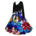 thumbnail image 2 of Felwors Robe de Thé Classique pour Femme de Noël à Manches Longues, Robe à Col en V avec Ceinture, Robe Évasée pour Cocktail et Fête, 2 of 4