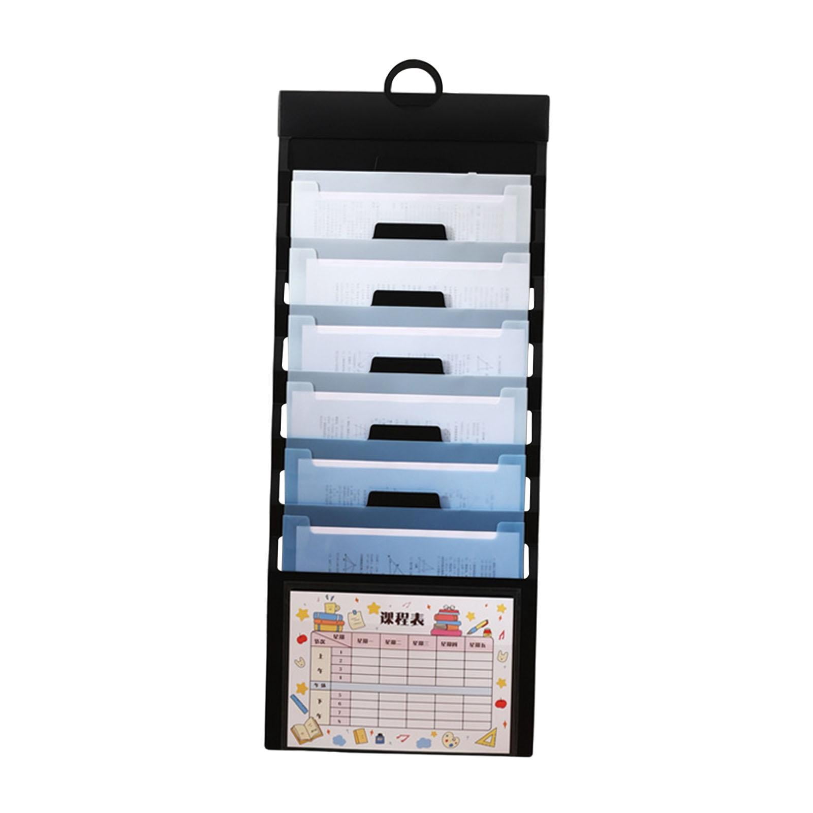 koolsoo Hanging Wall File Organizer Document Holder 6 Pocket Wear Resistant Sturdy Paper Folder File Folder Expanding for Home School blue