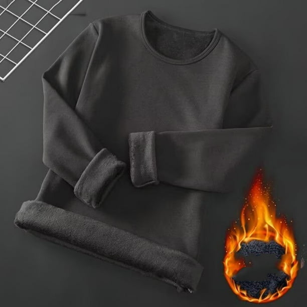Ropa interior térmica para hombre, camisetas deportivas informales ajustadas de manga larga con cuello redondo y elástico, blusas de licra