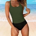 thumbnail image 5 of AHTJRT Two Pieces Bathing Suits for Women Square Neck Swim Tank Tops with Slimming Boy Shorts Sporty Activewear Tankini Sets Dark Green#01 S, 5 of 7