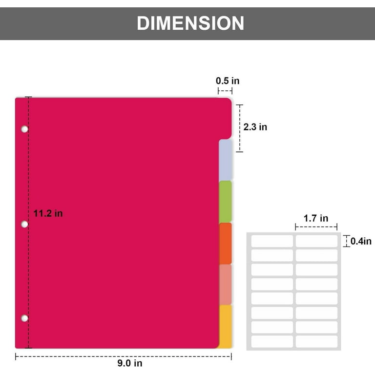 12 Tab Dividers For 3 Ring Binder, 12 Pcs Multicolor 3 ... - UK