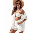 thumbnail image 2 of Swim Cover Up for Women Button Down Long Sleeve Shirt and Shorts Bikini Swimsuits Beach Cover Up Set White XL, 2 of 8