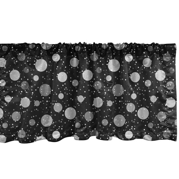 Ambesonne Retro Window Valance, Scattered Circles Dots Art, 54" X 18", Dark Night Blue and Pale Grey