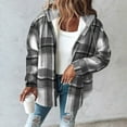 thumbnail image 5 of RQYYD Women's Plaid Flannel Plaid Shacket Button Up Hooded Long Sleeve Fleece Jacket Winter Coat with Side Pockets, 5 of 6