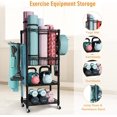 thumbnail image 3 of Home Gym Storage, 3 Tiers Workout Equipment Organizer with Wheels for Yoga Mats, Foam Roller, Dumbbells, Kettlebells, and Resistance Bands, 3 of 7