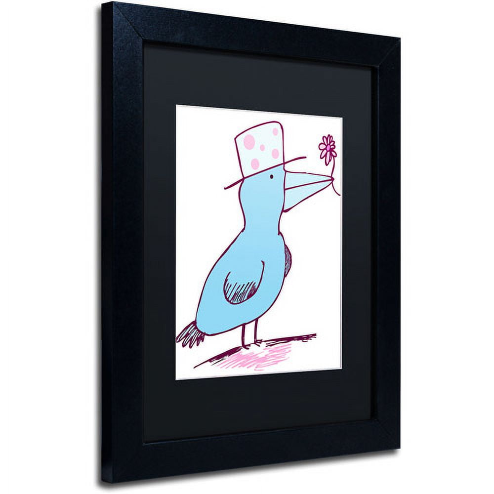 Trademark Fine Art "Flower Bird" Canvas Art by Carla Martell, Black Matte, Black Frame