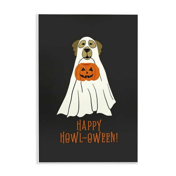 Stupell Industries Happy Howl-oween Ghost Dog Wall Plaque Art design by JJ Design House LLC, 15 x 10